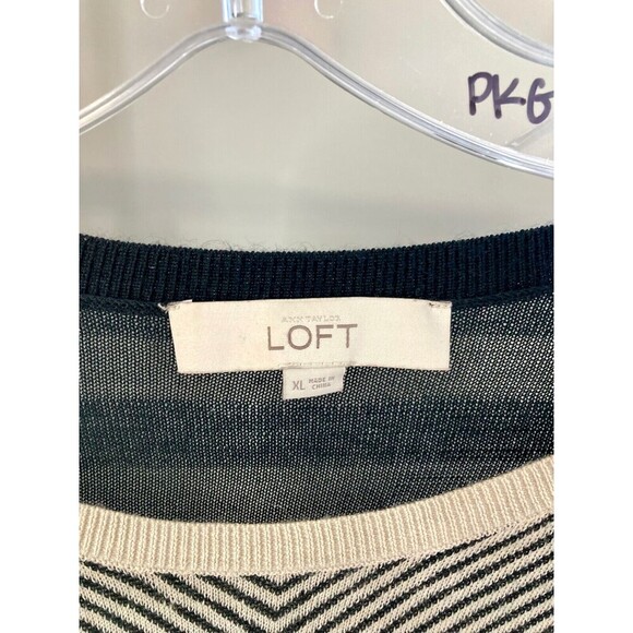 Ann Taylor LOFT Sweater Women XL Striped Geometric Top Long Sleeve Round Neck - Picture 3 of 4